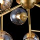 43490-045 Gold 12 Light Ceiling Lamp with Mirrored Amber Glasses