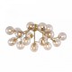 43494-045 Matt Gold 20 Light Ceiling Lamp with Mirrored Amber Glasses