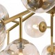 43494-045 Matt Gold 20 Light Ceiling Lamp with Mirrored Amber Glasses