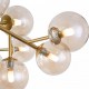 43494-045 Matt Gold 20 Light Ceiling Lamp with Mirrored Amber Glasses
