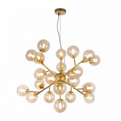 43492-045 Matt Gold 24 Light Pendant with Mirrored Amber Glasses