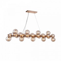 43486-045 Gold 25 Light over Island Fitting with Mirrored Amber Glasses