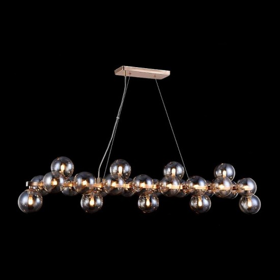 43486-045 Gold 25 Light over Island Fitting with Mirrored Amber Glasses