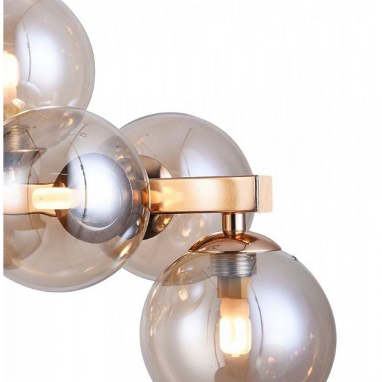 43486-045 Gold 25 Light over Island Fitting with Mirrored Amber Glasses