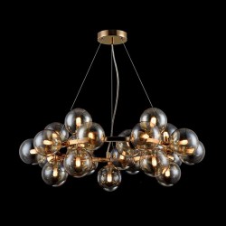 43488-045 Gold 25 Light Pendant with Mirrored Amber Glasses