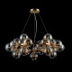 43488-045 Gold 25 Light Pendant with Mirrored Amber Glasses