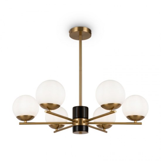 68509-045 Brass 6 Light Centre Fitting with Opal Glasses 68509-045 Brass 6 Light Centre Fitting with Opal Glasses
