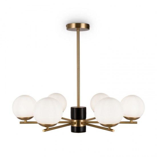 68509-045 Brass 6 Light Centre Fitting with Opal Glasses 68509-045 Brass 6 Light Centre Fitting with Opal Glasses