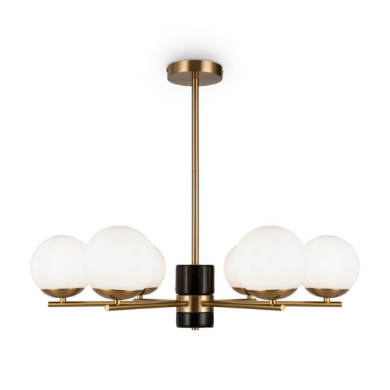 68509-045 Brass 6 Light Centre Fitting with Opal Glasses 68509-045 Brass 6 Light Centre Fitting with Opal Glasses
