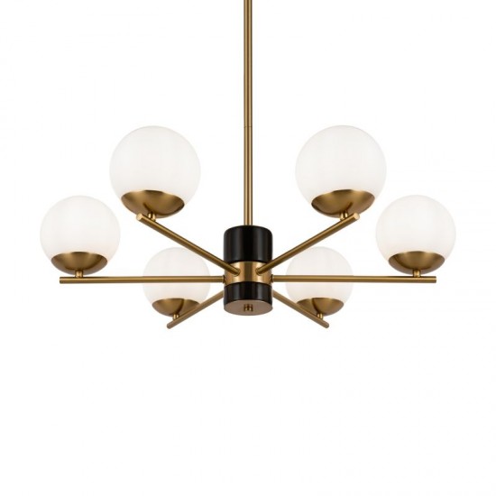 68509-045 Brass 6 Light Centre Fitting with Opal Glasses 68509-045 Brass 6 Light Centre Fitting with Opal Glasses