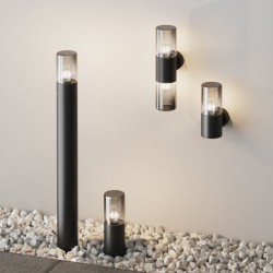 73638-045 Outdoor Graphite Bollard with Ombre Glass