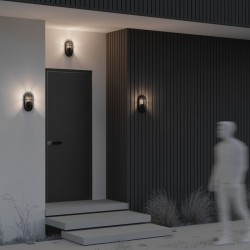 74153-045 Outdoor Clear & Graphite Brick Light with Metal Grid