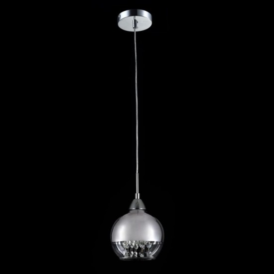 17706-045 Chrome Pendant with Clear & Mirrored Glass with Crystal