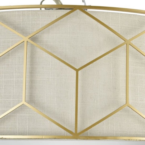 42526-045 Linen with Stencil Pattern 5 Light Ceiling Lamp