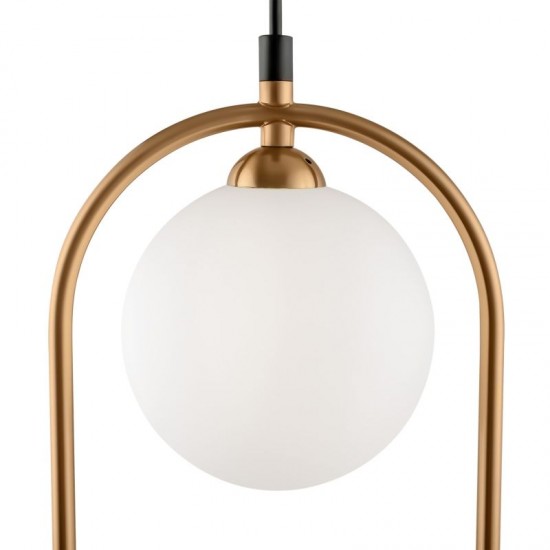 68644-045 Brass 2 Light Pendant with White Glass Balls