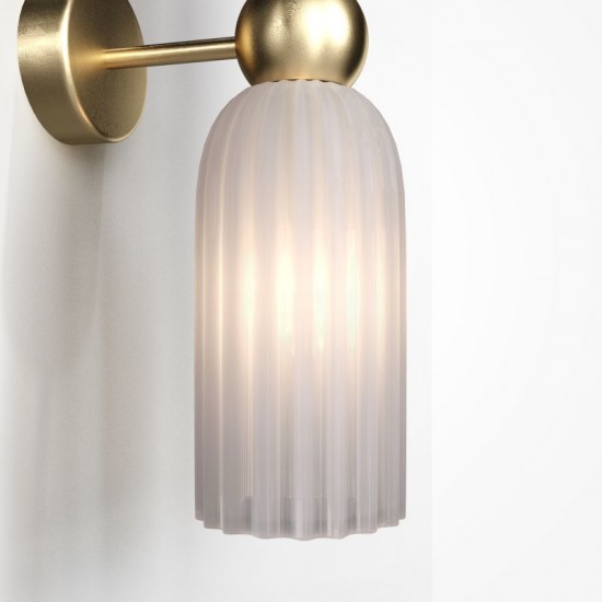 68438-045 Gold Wall Lamp with Frosted Ribbed Glass Shades