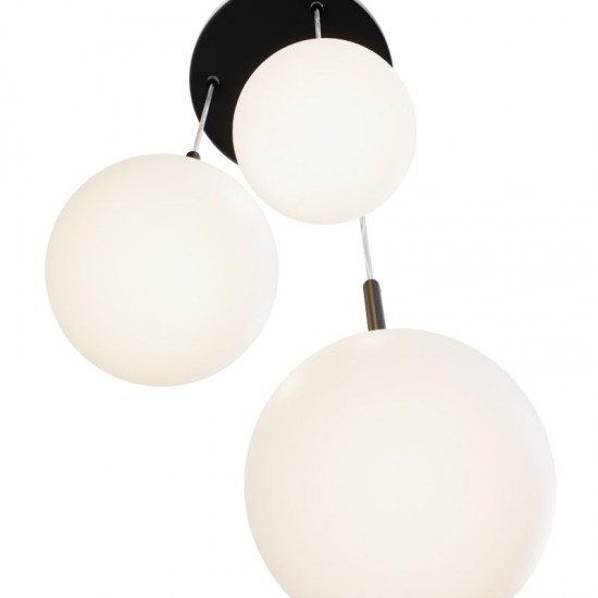 68460-045 Black 3 Light Cluster Fitting with White Glasses
