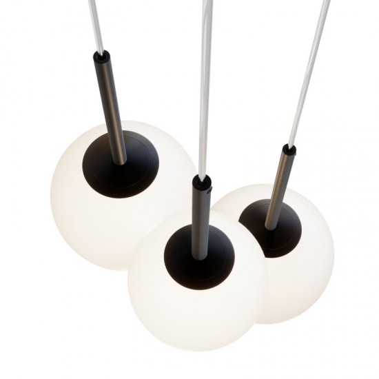 68460-045 Black 3 Light Cluster Fitting with White Glasses