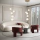68449-045 Gold 5 Light Cluster Fitting with White Glasses