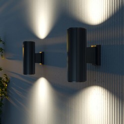 68722-045 Outdoor Ribbed Grey Up&Down Wall Lamp