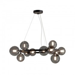 68574-045 Matt Black 11 Light Centre Fitting with Smoked Mirrored Glass