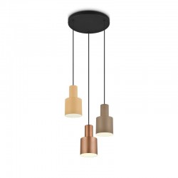 77260-049 Black 3 Light Cluster Pendant with Multicolour Shades 77260-049 Black 3 Light Cluster Pendant with Multicolour Shades