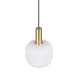 77377-049 Black & Matt Brass Pendant with Ribbed White Glass