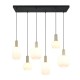 77379-049 Black & Matt Brass 6 Light over Island Fitting with Ribbed White Glass