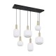77379-049 Black & Matt Brass 6 Light over Island Fitting with Ribbed White Glass