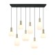 77371-049 Black & Matt Brass 8 Light over Island Fitting with Ribbed White Glass