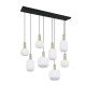 77371-049 Black & Matt Brass 8 Light over Island Fitting with Ribbed White Glass