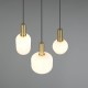 77373-049 Black & Matt Brass 3 Light Cluster Pendant with Ribbed White Glass