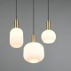 77373-049 Black & Matt Brass 3 Light Cluster Pendant with Ribbed White Glass