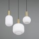 77373-049 Black & Matt Brass 3 Light Cluster Pendant with Ribbed White Glass