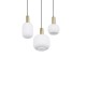 77373-049 Black & Matt Brass 3 Light Cluster Pendant with Ribbed White Glass