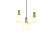 77373-049 Black & Matt Brass 3 Light Cluster Pendant with Ribbed White Glass