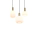 77373-049 Black & Matt Brass 3 Light Cluster Pendant with Ribbed White Glass