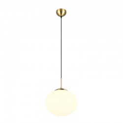 77451-049 Matt Brass Pendant with White Oval Glass