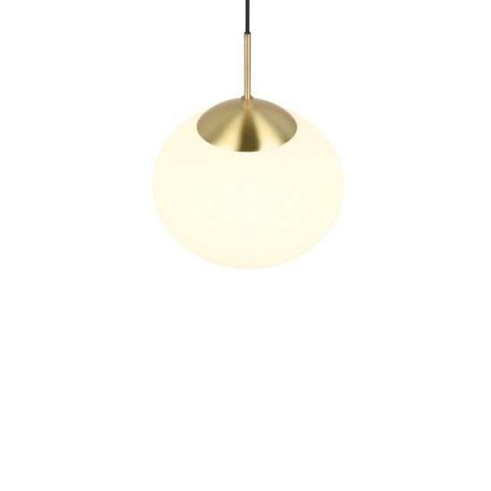 77451-049 Matt Brass Pendant with White Oval Glass