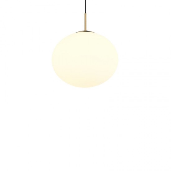 77451-049 Matt Brass Pendant with White Oval Glass
