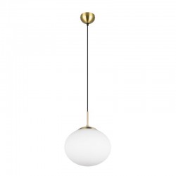 77451-049 Matt Brass Pendant with White Oval Glass
