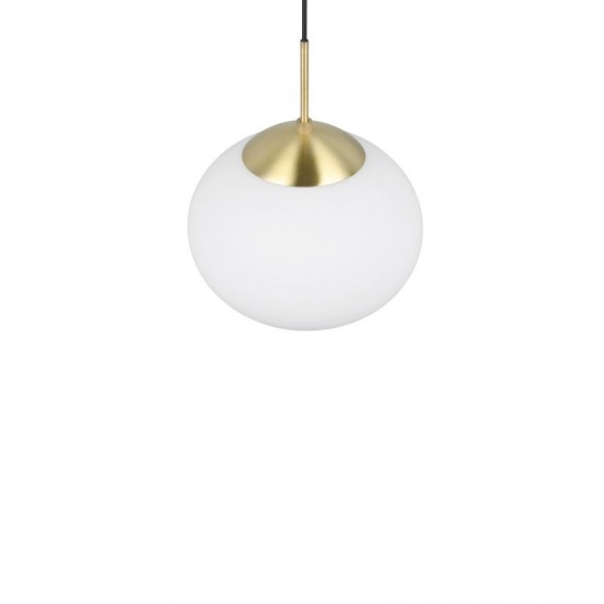 77451-049 Matt Brass Pendant with White Oval Glass