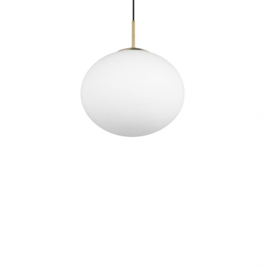 77451-049 Matt Brass Pendant with White Oval Glass