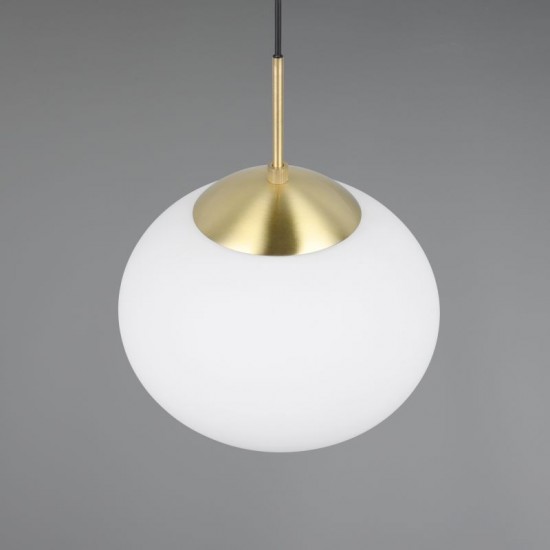 77451-049 Matt Brass Pendant with White Oval Glass