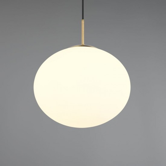77451-049 Matt Brass Pendant with White Oval Glass