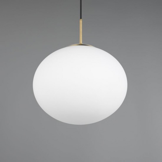 77451-049 Matt Brass Pendant with White Oval Glass