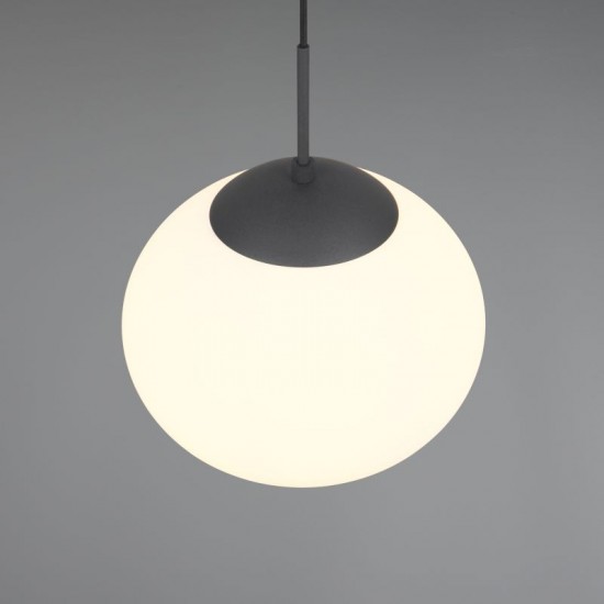 77452-049 Matt Black Pendant with White Oval Glass