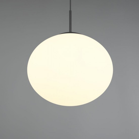 77452-049 Matt Black Pendant with White Oval Glass