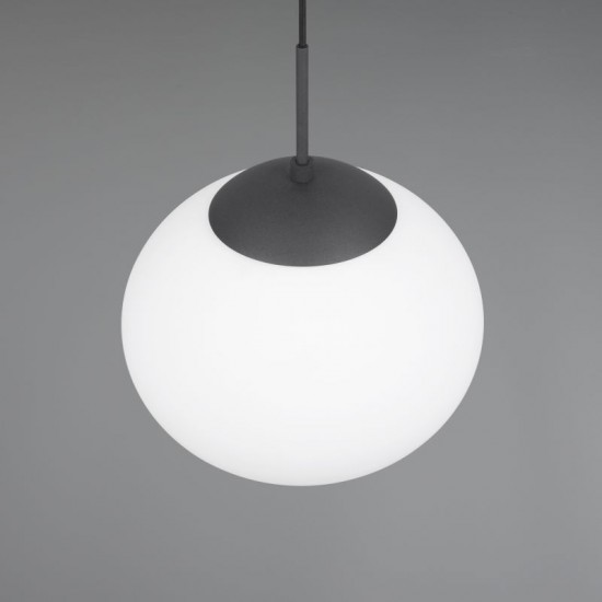 77452-049 Matt Black Pendant with White Oval Glass