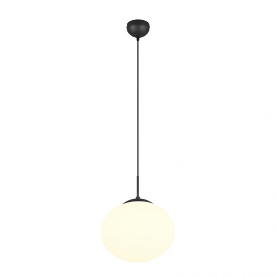 77452-049 Matt Black Pendant with White Oval Glass